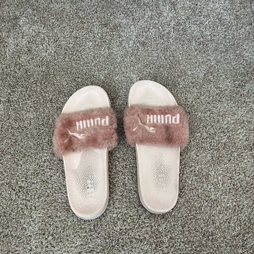 Puma Fenty Fuzzy Pink Slides